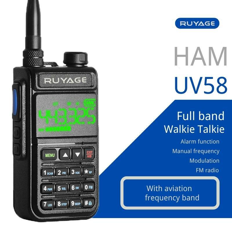 Ruyage-UV58 6 밴드 아마추어 햄 양방향 라디오 256 채널 에어 밴드 워키 토키 VOX DTMF SOS LCD 컬러 경찰 스캐너, 항공 워키토키
