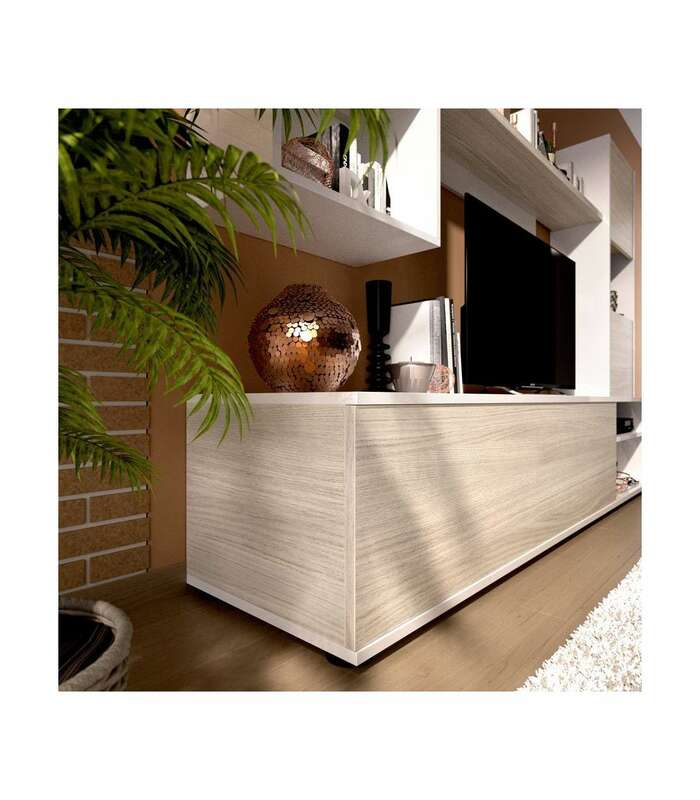 Модульный комплект мебели для гостиной Villacarrillo из блестящего бело-серого цвета 180 см (высота) 220 см (ширина) 41 см (фон) DKT