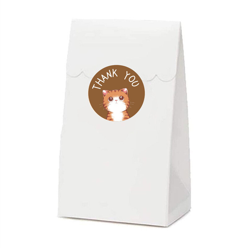 50-500 Stuks 1Inch Kawaii Katten Dank U Stickers Voor Kids Zakelijke Handgemaakte Ronde Kaart Wrap Label Afdichting sticker Decor Briefpapier