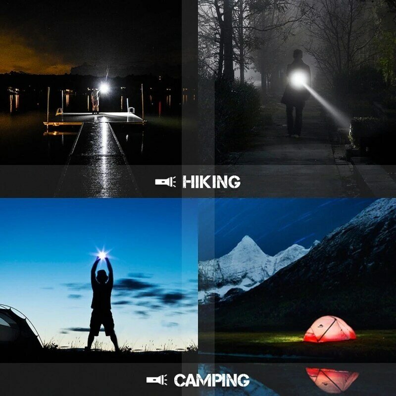 Portable LED Flashligh Strong Light Built In Battery COB＋XPE Outdoor USB Rechargable Adjustable Brightness Long Distance Camping