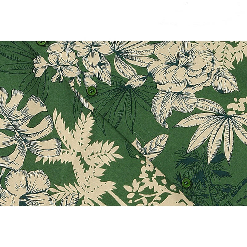 Impressão havaiana camisa verde das mulheres novo design de verão denso estilo hk retro solto curto-mangas compridas topos feminino fino cardigan neutro