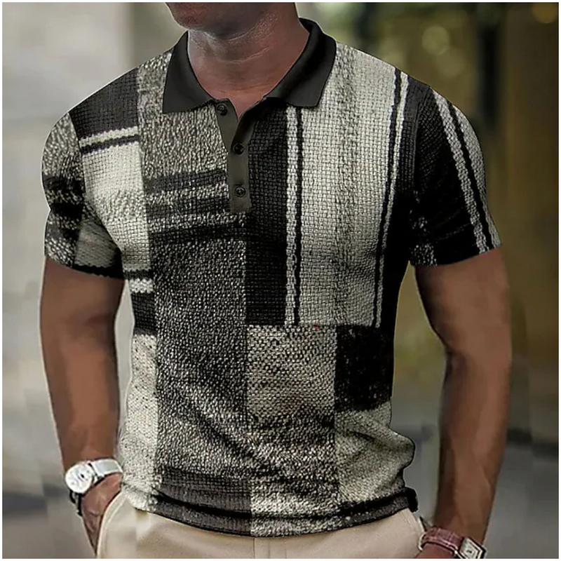 الرجال بولو قميص الصيف جولف قميص مخطط Graphical طباعة تي شيرت عادية قصيرة الأكمام تي شيرت الرجال الملابس