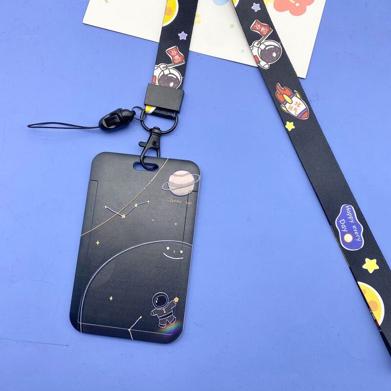 New Space Lanyard Anti Lost Cover Card Set Student Campus Access Card ID Card Men And Women Fashion Protective Cover Card Gifts