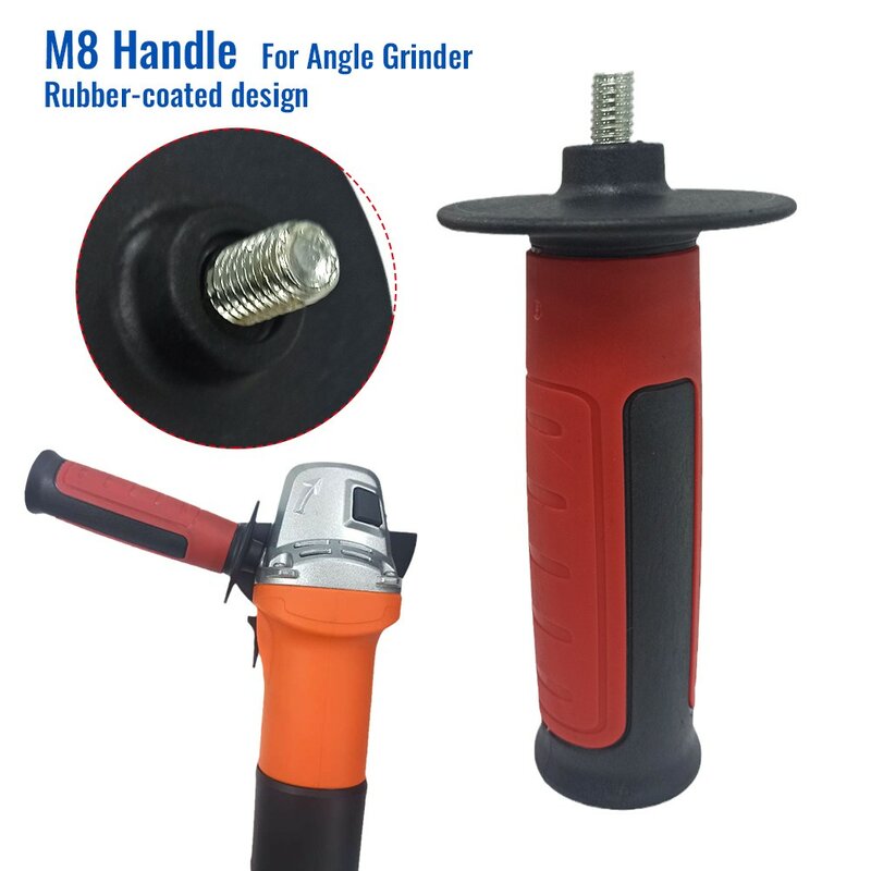8mm ângulo moedor lidar com m8 rosca lado auxiliar antiderrapante shock-absorvente punho para ferramentas elétricas máquina de moer substituir peças