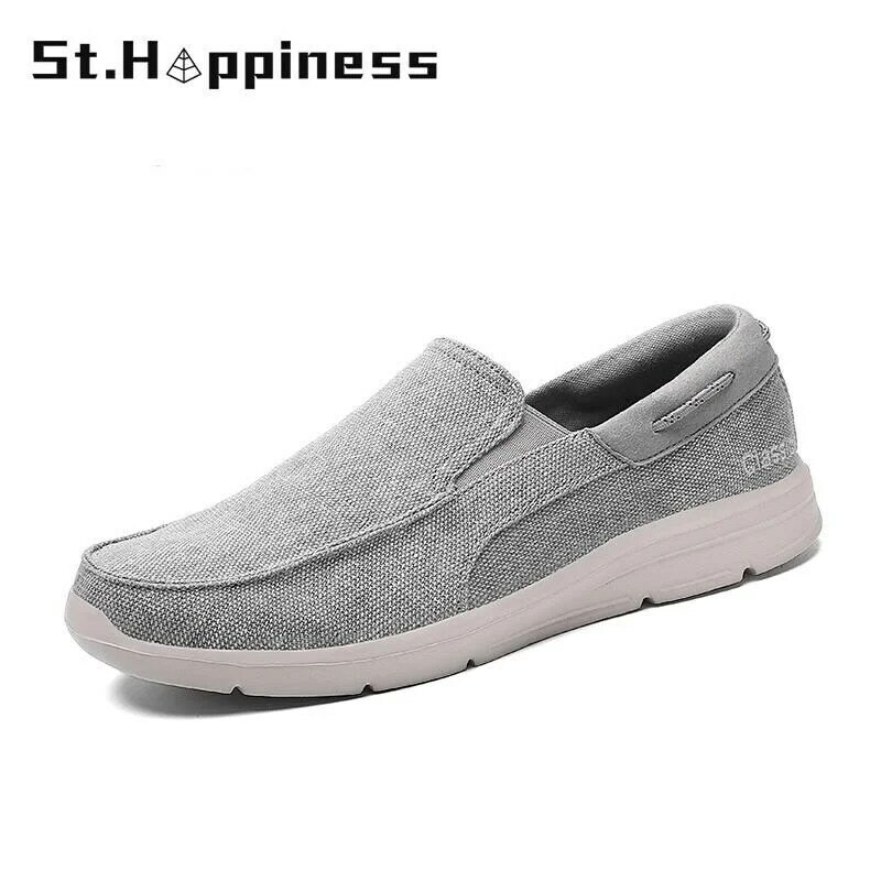 2022 New Summer Men Canvas Boat Shoes Brand Outdoor Breathable Soft Slip On Loafers Fashion Casual light Beach Shoes Big Size 48
