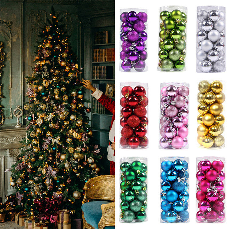 1 caixa de bolas de natal ornamentos árvore de natal bola natal pendurado árvore pingentes casa decoração festa 2023 ano novo presente noel navidad