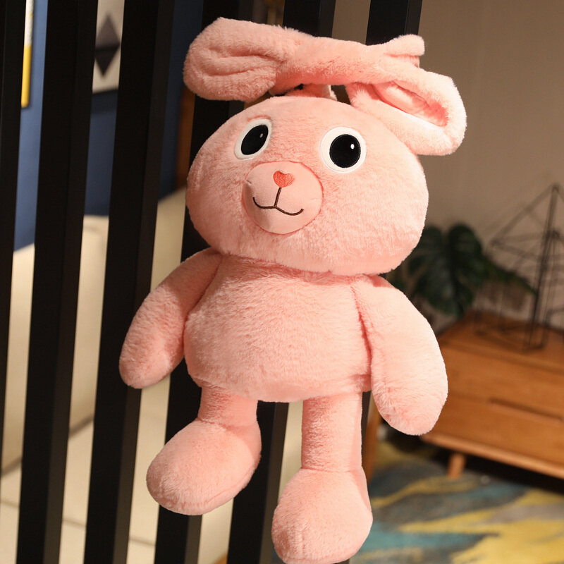 Muñeca de conejo de 60cm para niños y niñas, juguete de felpa gigante y creativo, orejas estirables, conejo de patas largas, almohada para dormir