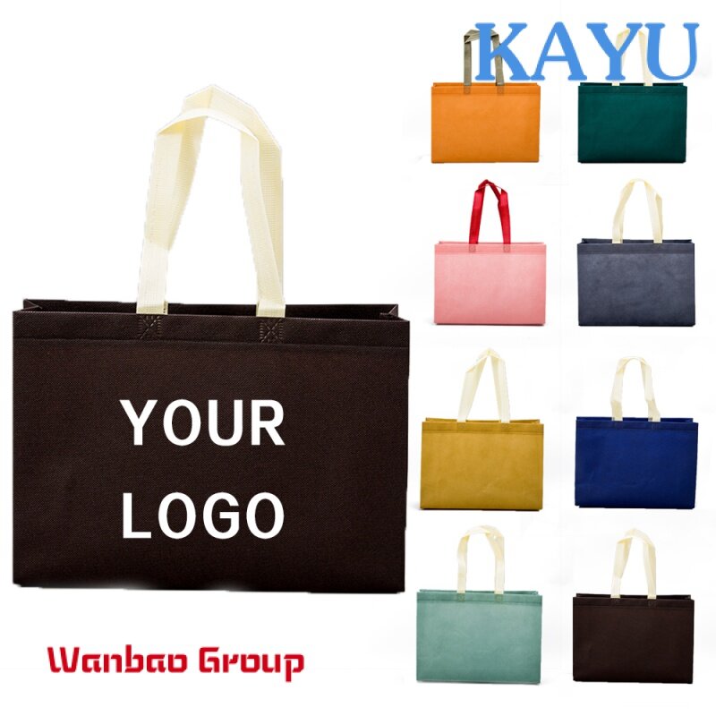 Tanie torby promocyjne na zakupy z nadrukiem kolorowego Logo nietkana torba duże torba z rączkami z nadrukowane Logo na zamówienie