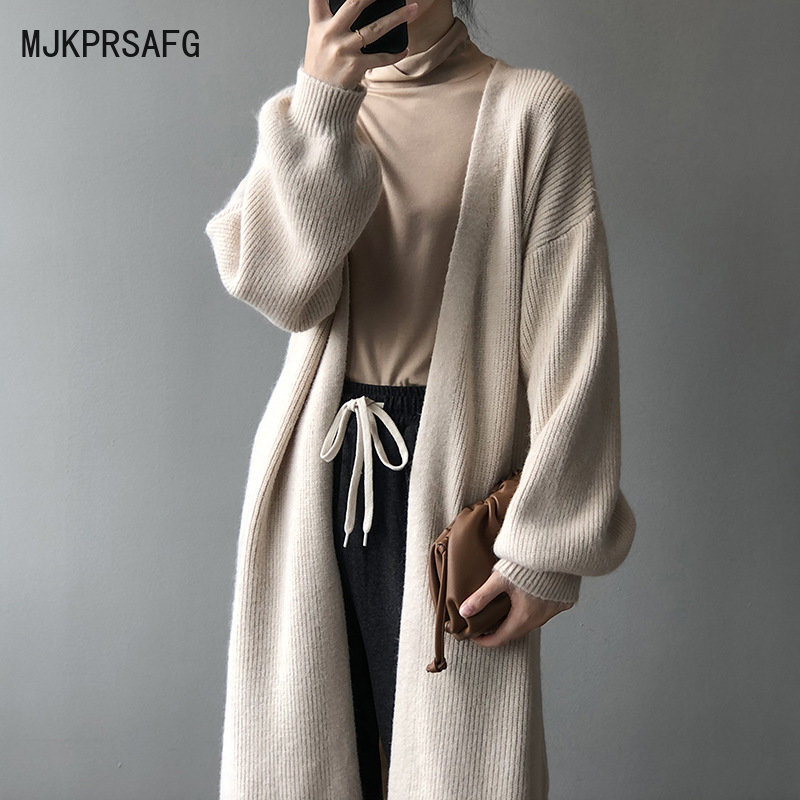 2022 outono inverno feminino cardigan camisola topos estilo coreano manga longa sólida longa malha cardigan camisola casaco feminino