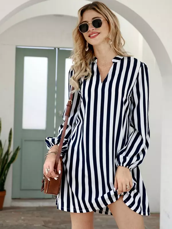 Dresses for women 2022  Notched Neck Tunic Dress