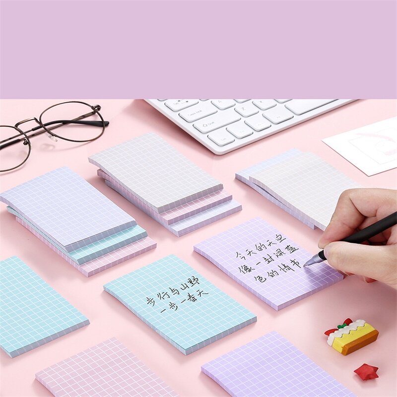 100 Vellen Grid Kleverige Briefpapier Notepad Bookmark Sticky Notes Notebook Memo Pad Student Kantoorbenodigdheden