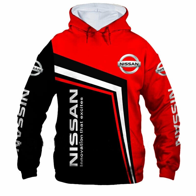2022 New Mens Nissan Car Logo Hoodie Zipper Sweatshirt Harajuku Punk 3D Print Pullover Outdoors Sports Racing Jackets Streetwear