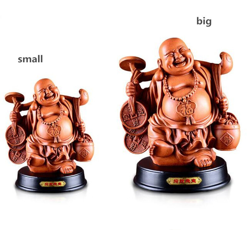 Estatua de resina feng shui de 32cm, estatua de Buda sonriente, arte y artesanía Maitreya, decoración del hogar, suministros de salón de Buda