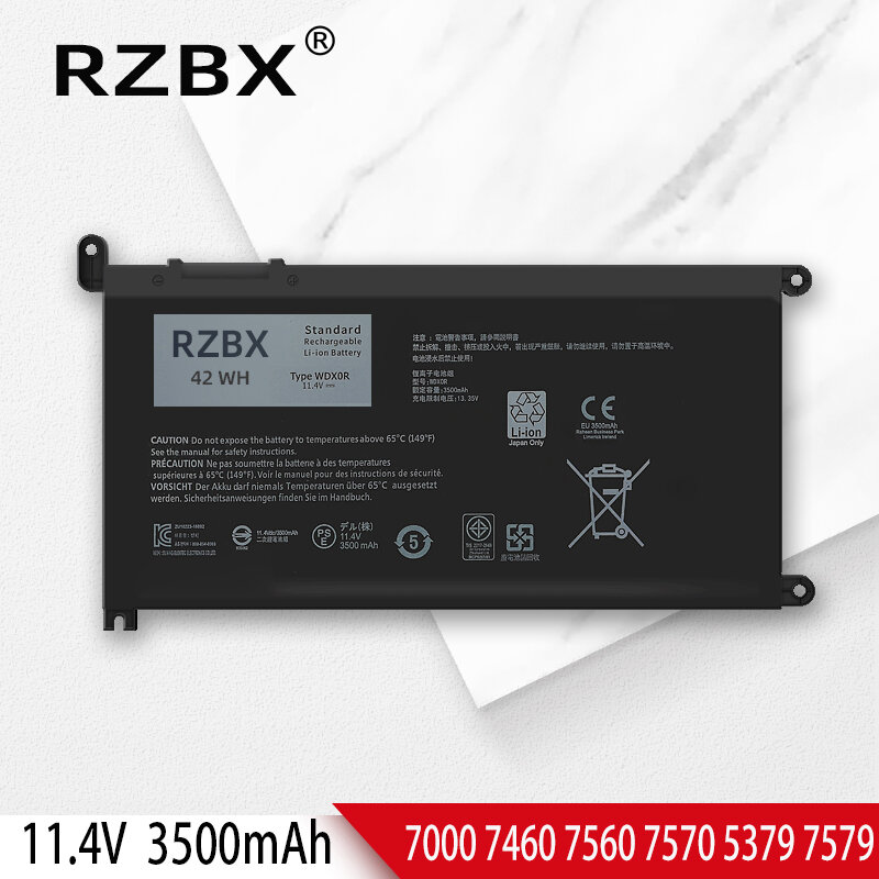 RZBX جديد بطارية كمبيوتر محمول WDXOR لديل انسبايرون 7560 7569 7460 7368 5468 5567 7572 7570 7378 5480 Y3F7Y 3CRH3 T2JX4 WDX0R P26T