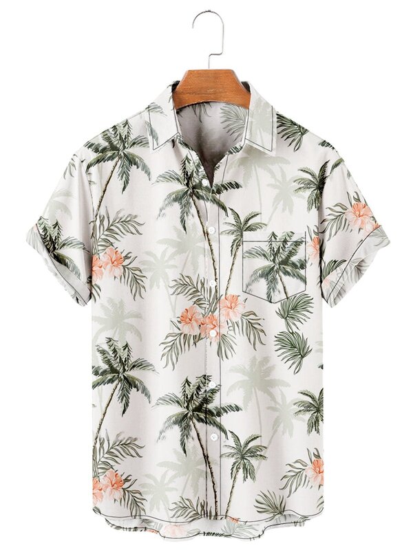 Koszula hawajska mężczyźni lato 3d drzewo kokosowe koszulki z nadrukiem dla mężczyzn dorywczo z krótkim rękawem wakacyjne topy Tee Shirt mężczyźni bluzka w za dużym rozmiarze
