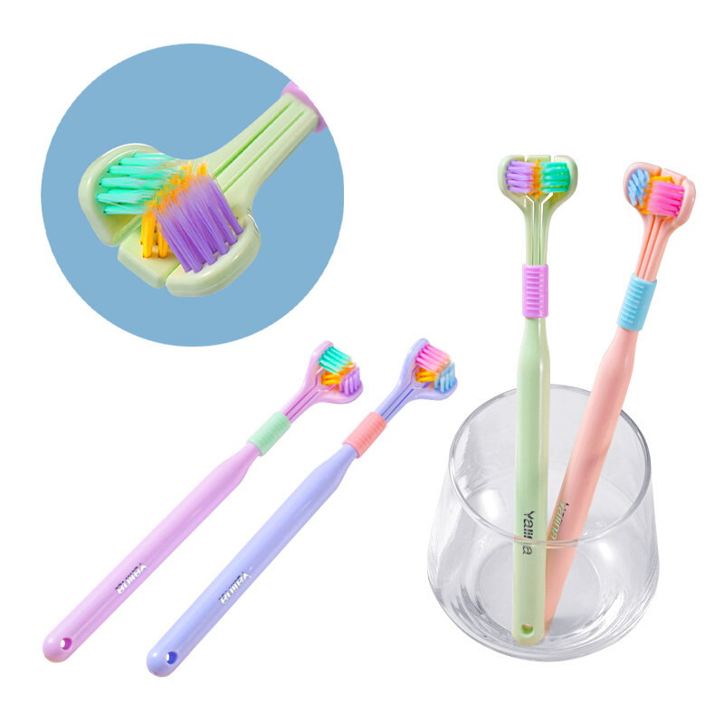 Cepillo de dientes envolvente, limpieza eficiente de tres lados, alivia el mal aliento, raspador de lengua, blanqueamiento dental, herramienta de cuidado bucal