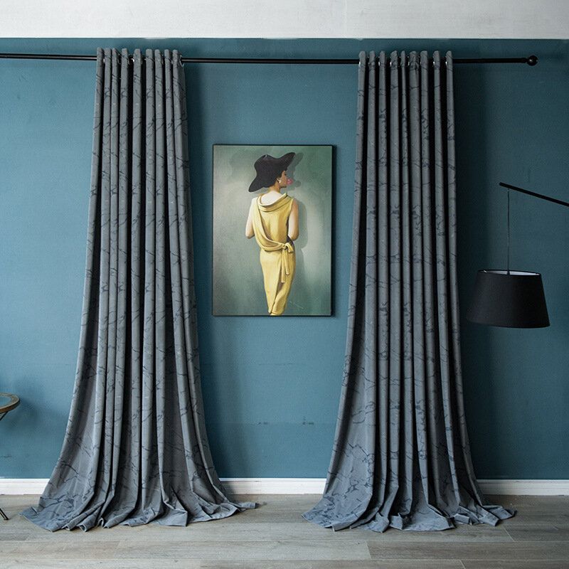 High-grade Nordic Marmor Textur Geprägt Verdickung Blackout Vorhänge für Wohnzimmer Schlafzimmer Fertigen Produkt Anpassung