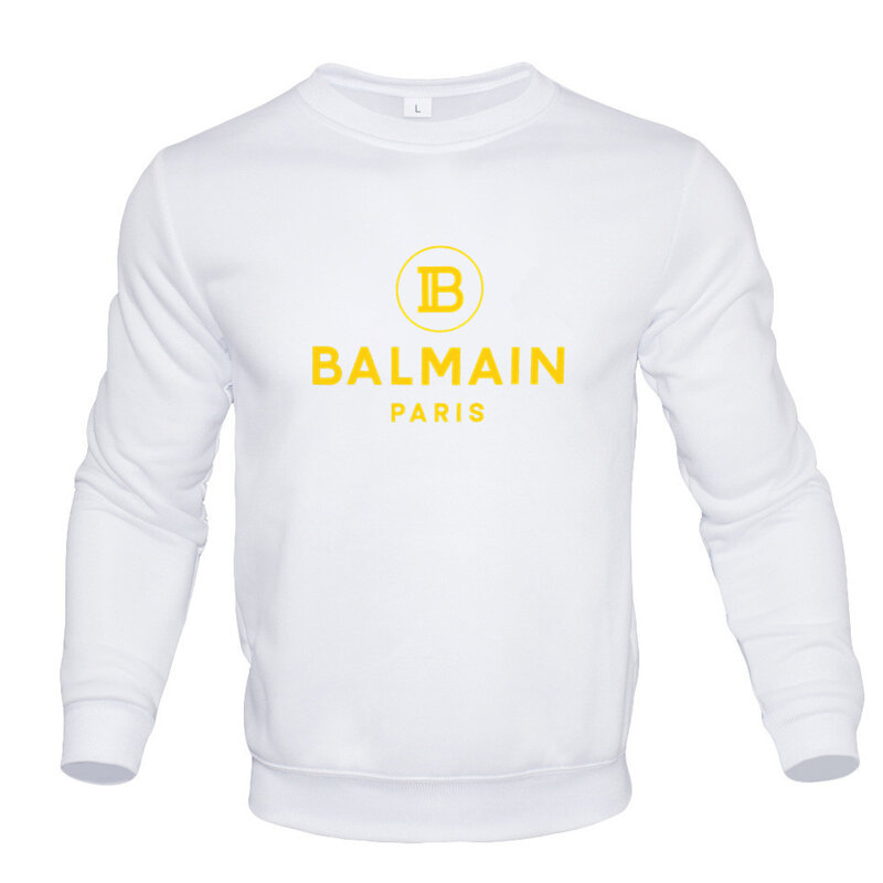 Balmain New Men's Letter Printed Long Sleeve Crew Neck Pullover Casual Sweatshirts S-4XL