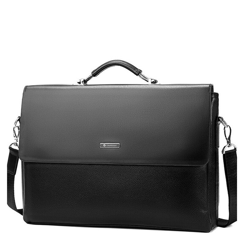Bolsa de ombro masculina de couro pu, bolsa de mão para laptop casual e escritório, bolsa mensageiro