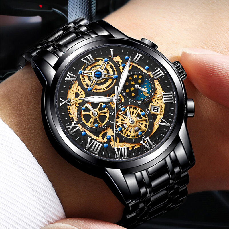 LIGE Chronograph 2022 Sport Handgelenk Uhren für Männer Wasserdichte Uhren Edelstahl Armbanduhren Quarz Leucht Männlichen Uhr + BOX