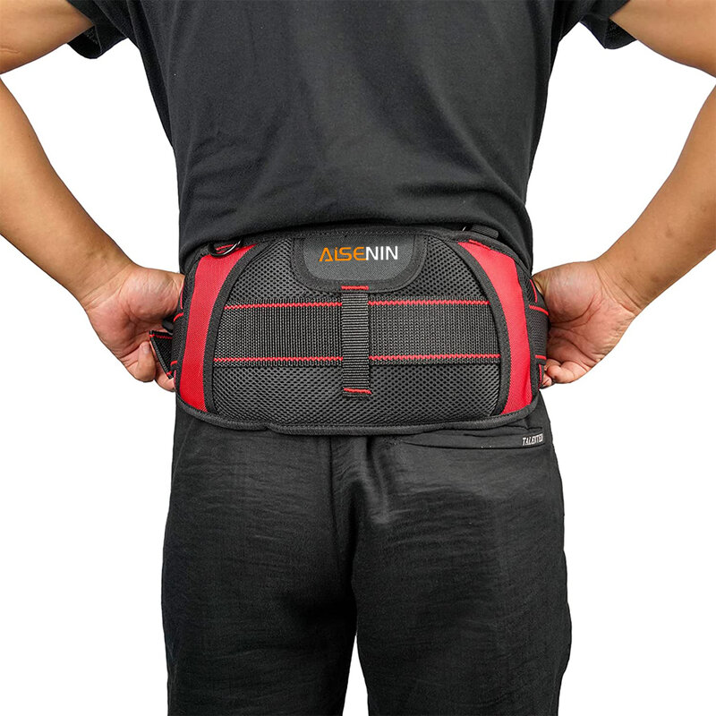 Cinturón de herramientas acolchado para hombre, cómodo cinturón de herramientas de trabajo resistente con soporte para la espalda, acolchado de espuma pesada, asa de transporte