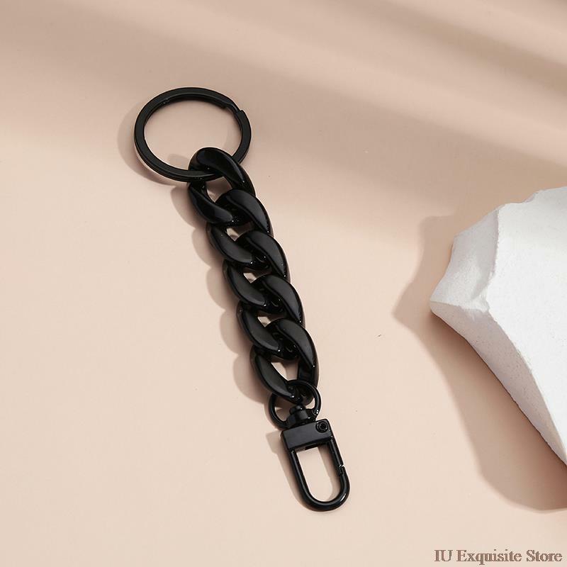 LLavero de cadena de eslabones de plástico acrílico para mujer y niña, llavero hecho a mano de Color Macaron, accesorio colgante para bolso, regalo, 1 ud.
