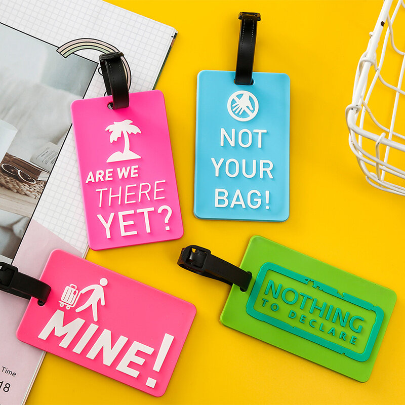 Nova bagagem de silicone tag de viagem dos homens e das mulheres mala de embarque caso logotipo geométrico padrão multicolorido anti perdido bagagem tag