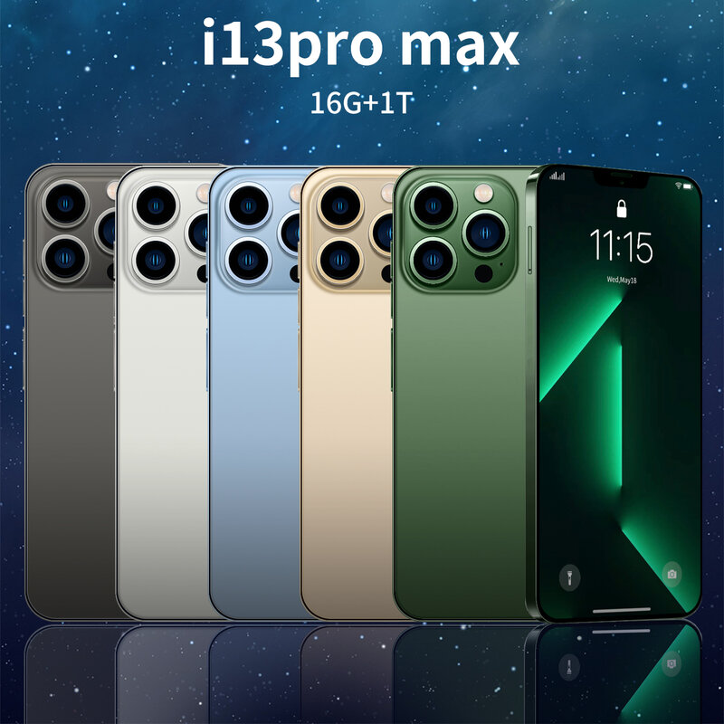 Telefon i13 Pro Max Smartphone wersja globalna 16GB + 1TB 5G 10 rdzeń 6.7 Cal grzywka ekran Android Dual SIM 6800mAh nowe telefony komórkowe