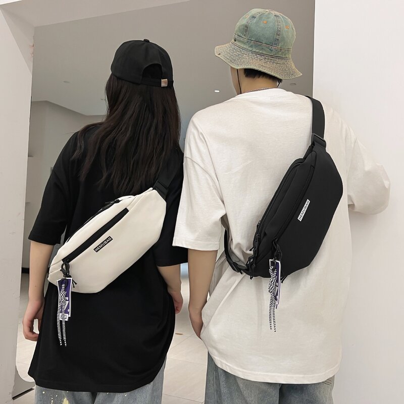 Japanse Borst Zak Vrouwen Mode Eenvoudige Paar Tas Toevallige Canvas Tas Sport Fitness Taille Tas Mannen