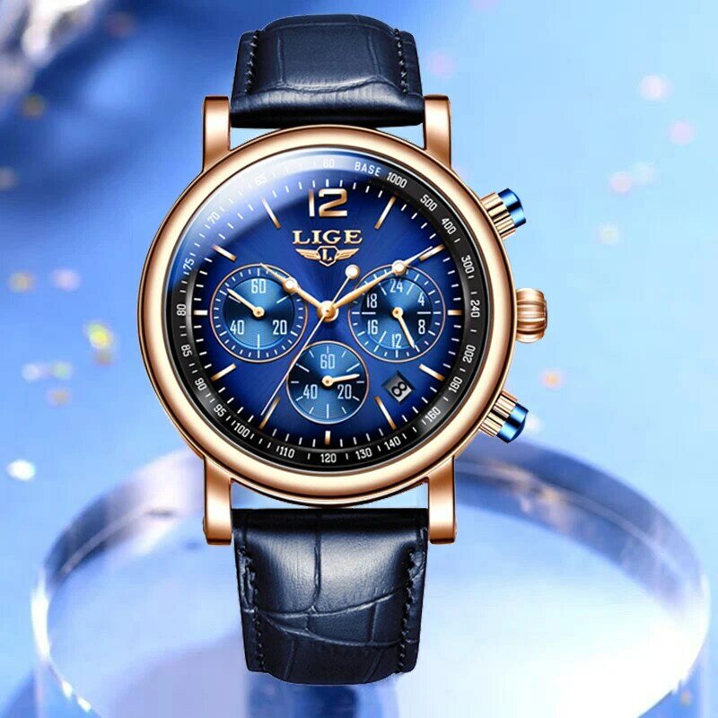 LIGE nowy skórzany zegarek damski zegarek kwarcowy damski kreatywny damski bransoletki z zegarkiem damski wodoodporny zegar Relogio Feminino