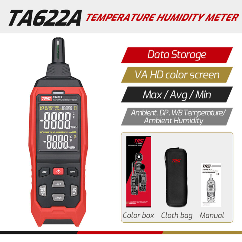 Ta622a/b digital medidor de umidade temperatura termômetro alta precisão medição higrothermograph lidar com tipo higrômetro