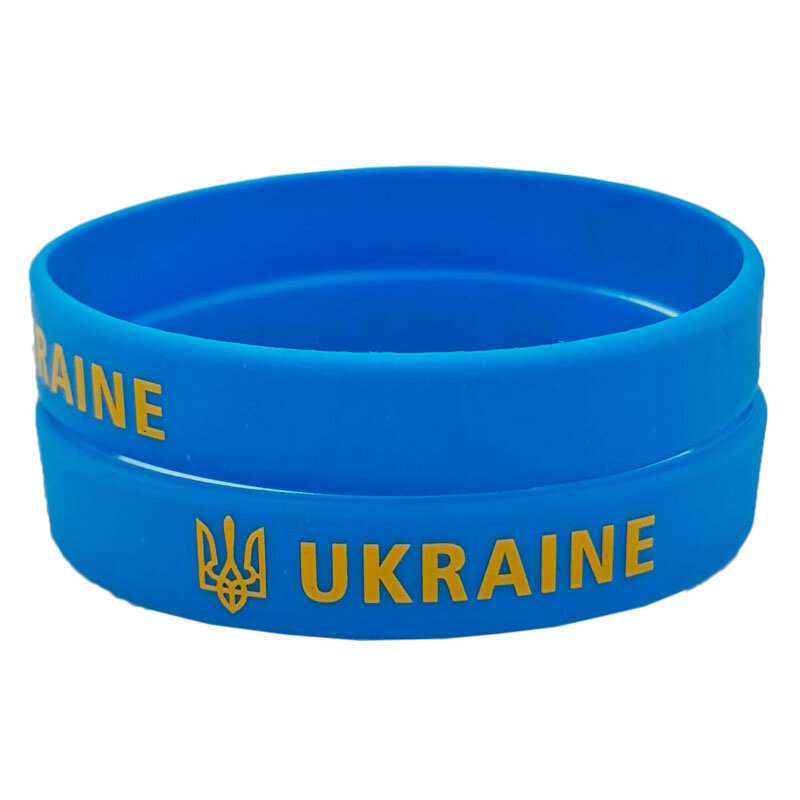 1Pc Voetbal Oekraïne Land Vlag Siliconen Polsbandje Geel Voetbal Sport Elastische Siliconen Armbanden En Armbanden Geschenken SH227