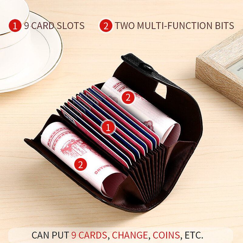 Деловой мужской бумажник для кредитных карт, кожаный бумажник для кредитных карт, удостоверений личности, банковских карт, монет