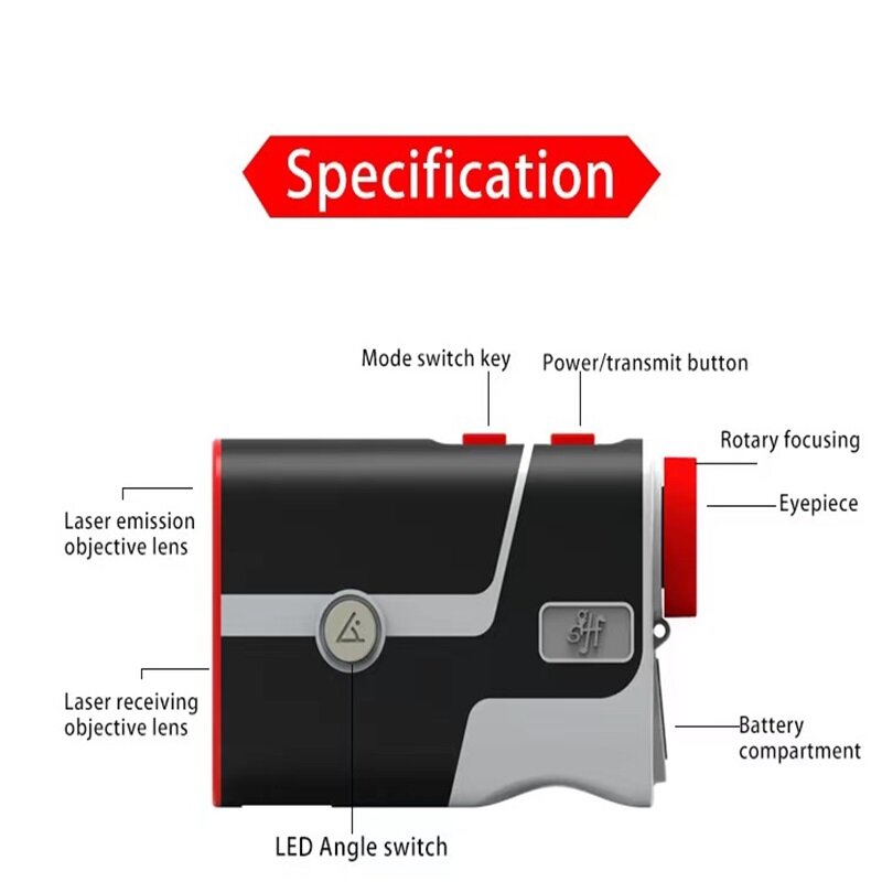 Golf laser rangefinder inclinação compensação flagpole travando luz vermelha display golf ângulo compensação rangefinder medição