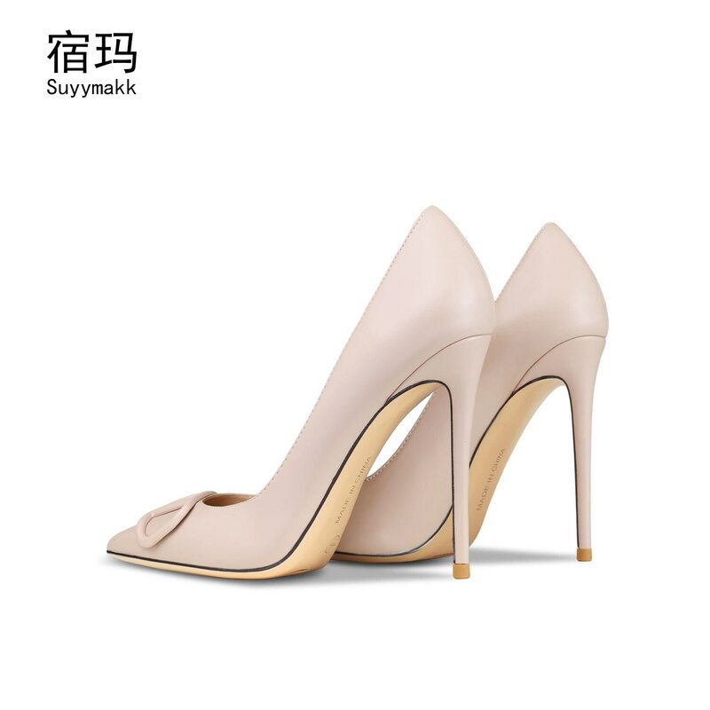 Suma Genuine Leather Women's Shoes Sexy Party High Heels  Thin Heels Pointed Shallow Mouth  Classic Pumps Fashion Wedding Shoes