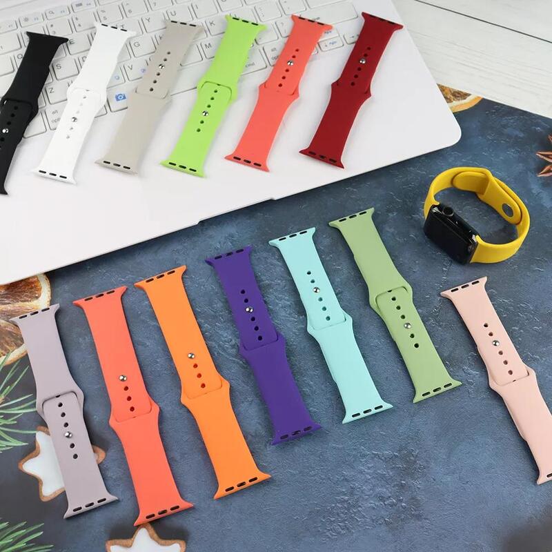 Soft Silicone Sport Band for Apple Watch SE 7 Series 44MM 40MM rubber Watchband Strap on smart iWatch 654321 42MM 38MM bracelet