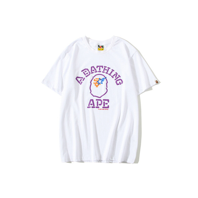 Camiseta con estampado de letras para hombre y mujer, camisa deportiva informal de manga corta, color blanco y negro, A Bathing Ape, novedad