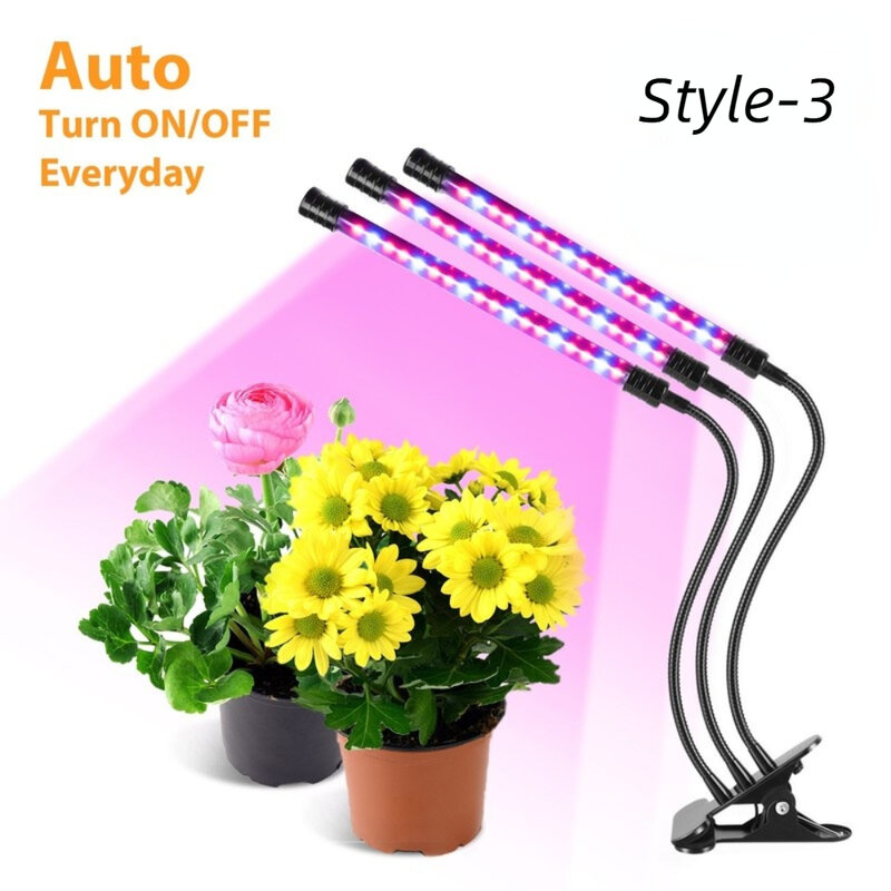 LED Grow Light Clip Lamp 30W DC12V for Indoor Plants Flower Tent Full Spectrum Phytolamp Four Lamp Holders Intelligent Control