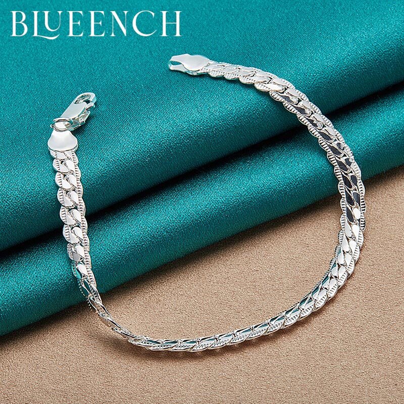 Blueench 925 prata esterlina cobra osso clássico corrente pulseira para homens moda festa de casamento charme jóias