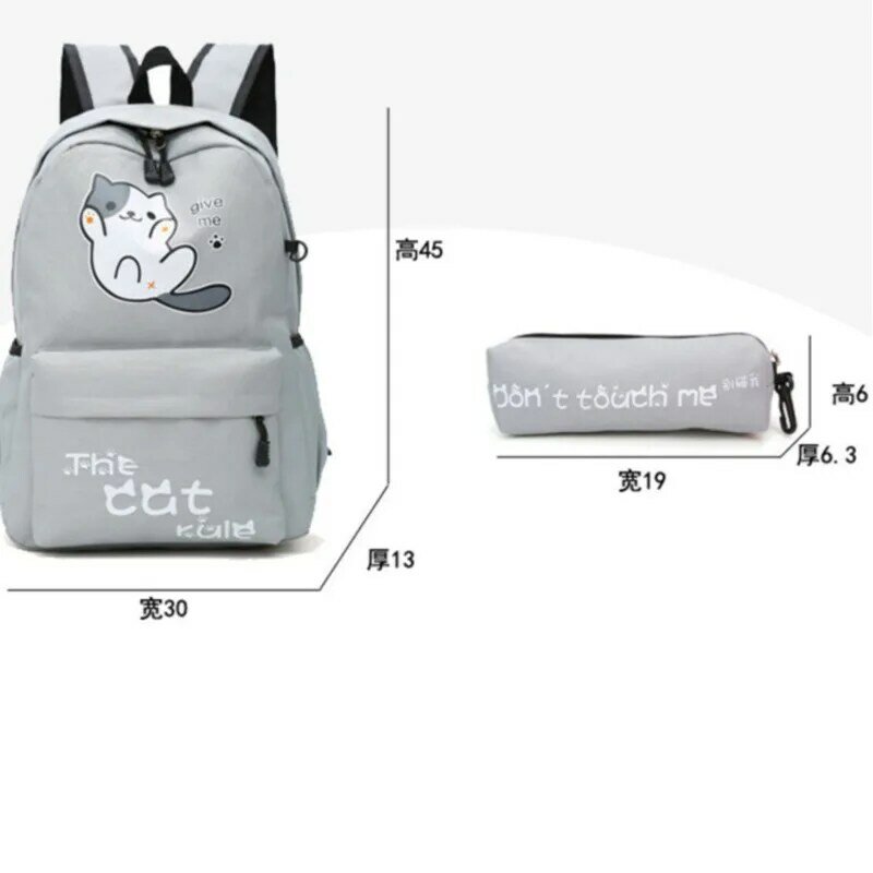 キャンパススタイルかわいい猫バックパック学生女の子の通学リュック漫画bagpack mochila femininaキッズバッグ