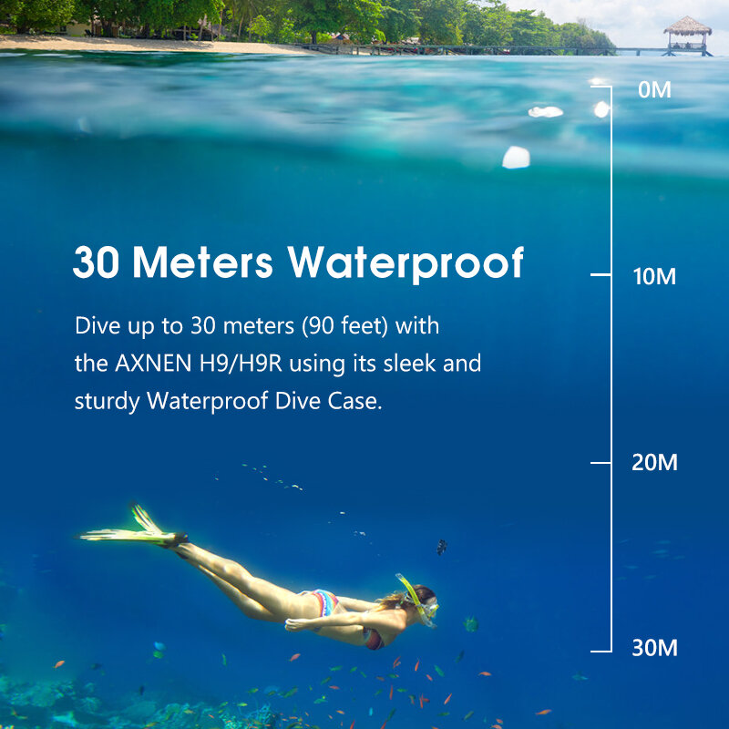 Axnen h9r h9 câmera de ação ultra hd 4k 30fps 1080p 60fps wifi 2 Polegada 170d subaquática à prova dunderwater água capacete gravação vídeo esporte cam
