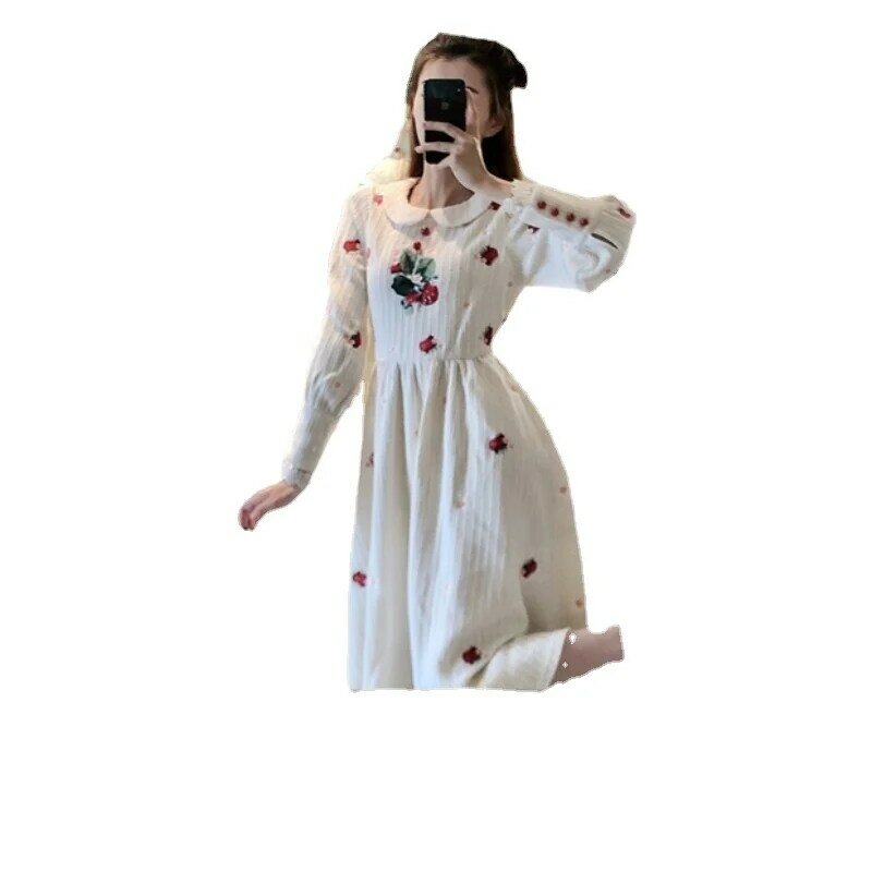 Bellflower-フランスの愛のドレス,新しいコレクション,秋と冬,刺繍された襟,プリンセスドレス