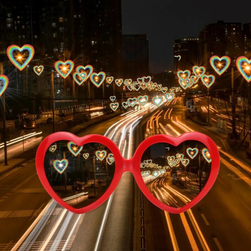Kacamata Cinta Efek Khusus Kacamata Berbentuk Hati Menonton Lampu Berubah Menjadi Bentuk Hati Di Malam Hari Hadiah Perlengkapan Pesta Warna-warni