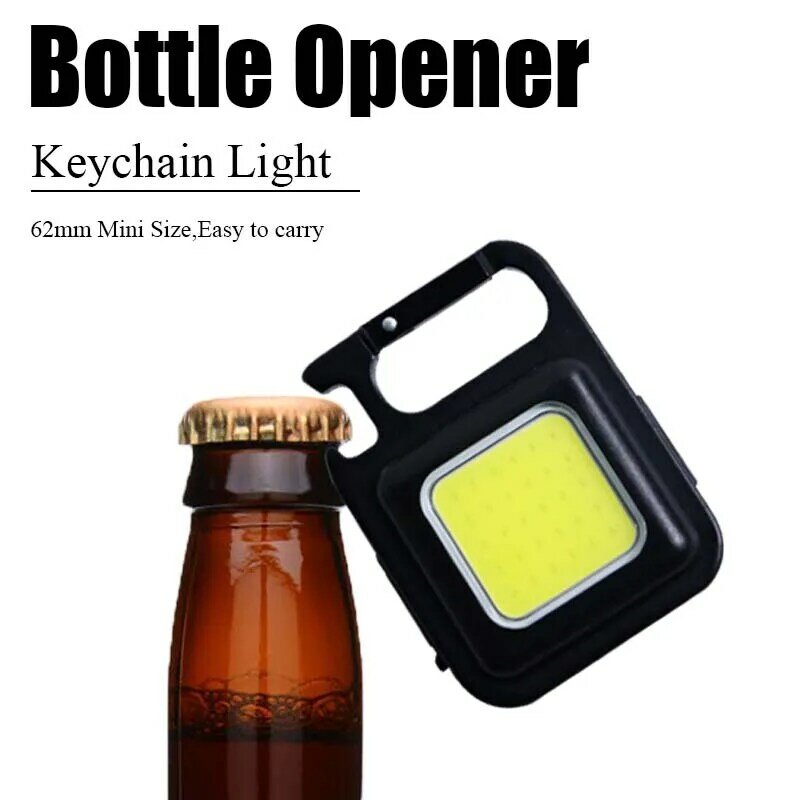 Mini lampe de poche COB 800 Lumen, lanterne à clé Rechargeable par USB, éclairage d'extérieur, pour Camping, pêche, randonnée, tire-bouchon