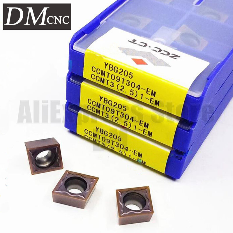 10pcs CCMT09T304-EM YBG205 CCMT09T304 EM YBG205 CCMT 09T304 Carbide Inserts Turning Tools Cutter blade For stainless steel