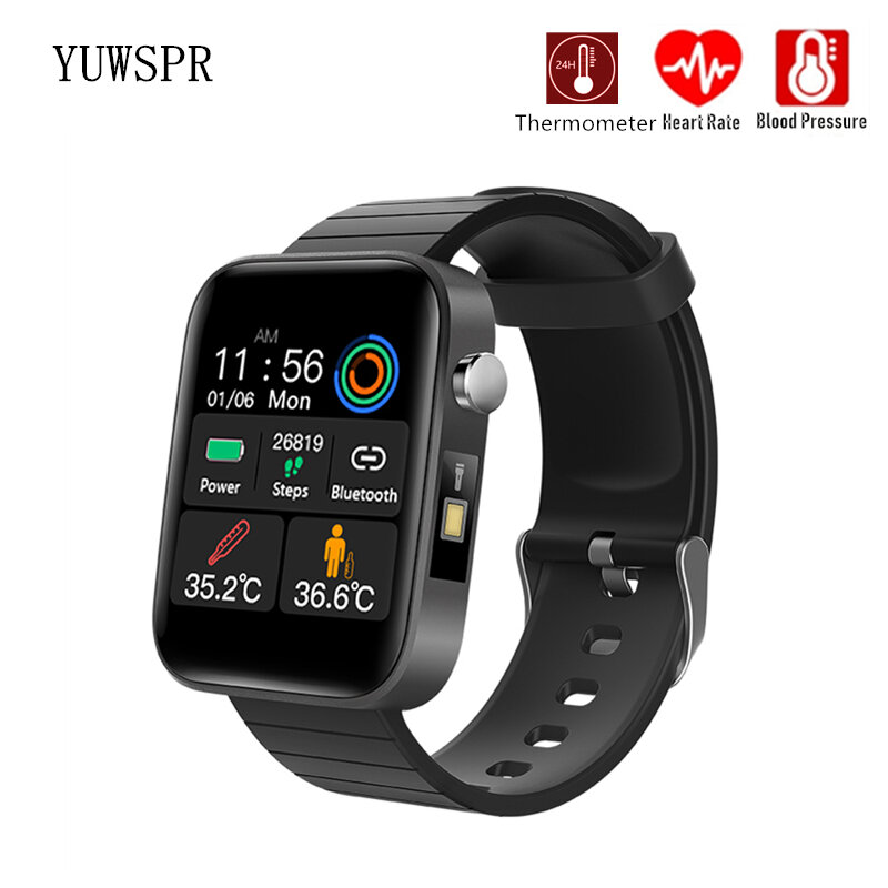Körper Temperatur Fitness Tracker Uhr für Männer Frauen EKG PPG SPO2 Überwachung Taschenlampe Smart Uhr Uhr für Alte Menschen T68