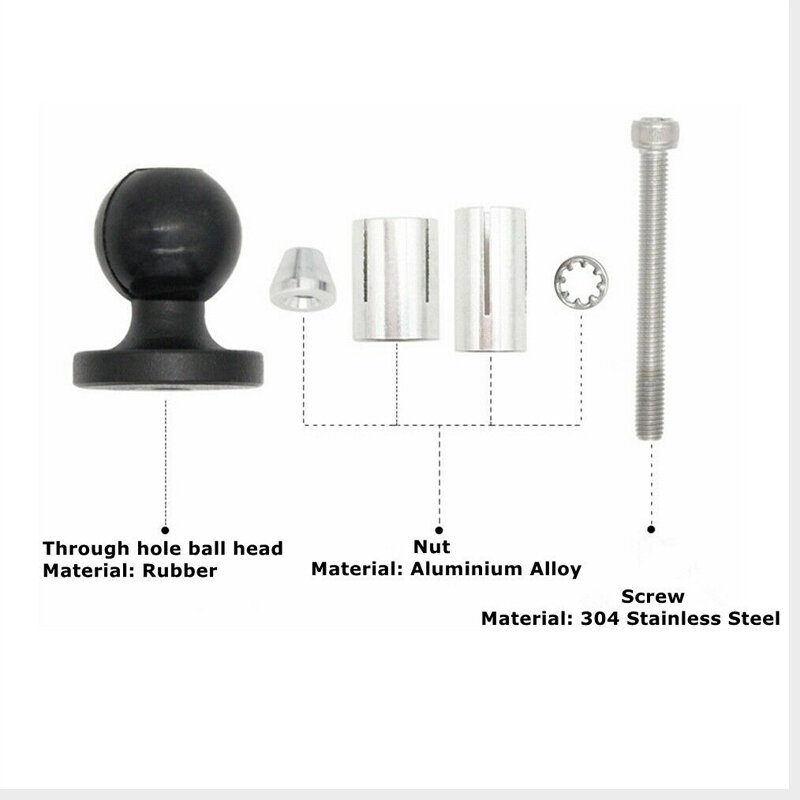 Borracha garfo haste base com bola cabeça, Base de alumínio para Gopro motocicleta, Bike Mount adaptador, suporte do telefone móvel, preto