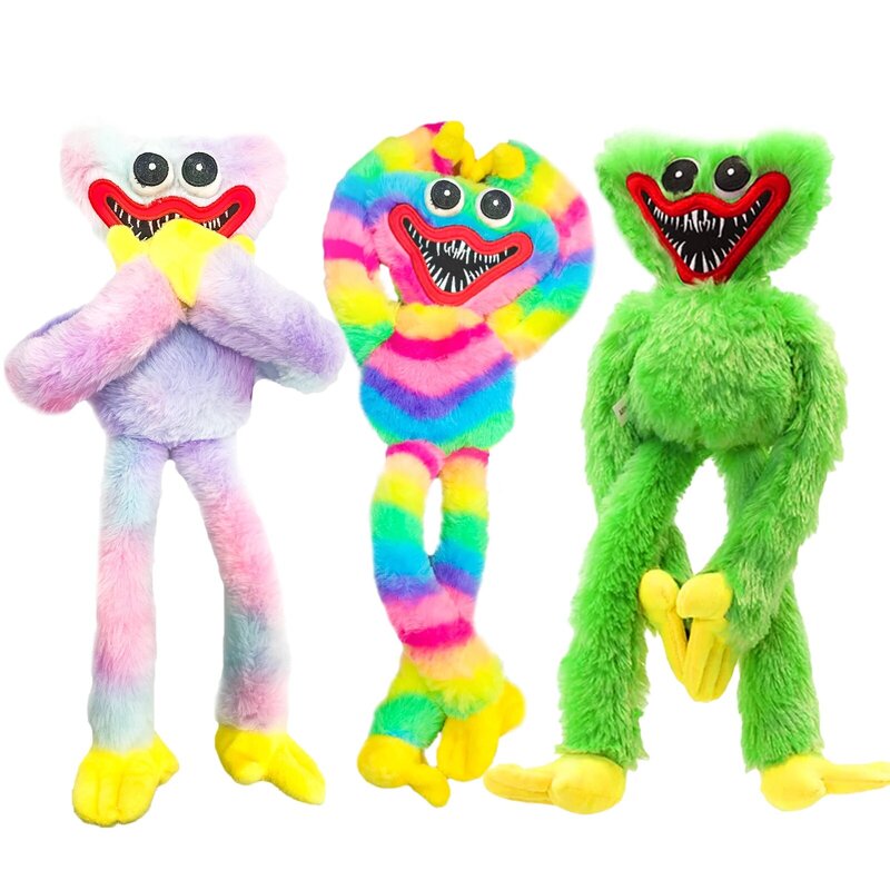 Huggy Wuggy Plüsch Spielzeug Wurst Monster Horror Spiel Urlaub Cartoon Gefüllte Plüsch Puppe Geschenke für Spiel Fan der, regenbogen + Grün + Tie Dye