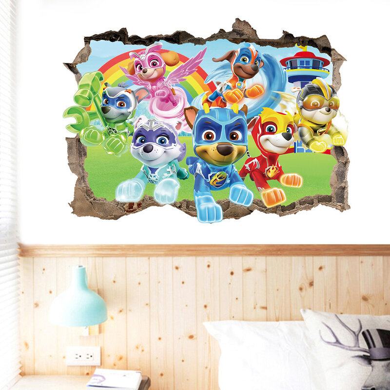 70x50cm Paw Patrol 3D Decorative Wall Stickers Cartoon Large Size Kids Home Decoration Stickers Toys Gifts Chase Ryder Skye