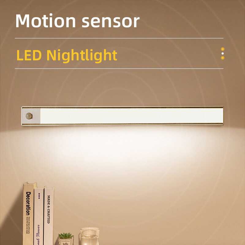 Lámpara inteligente con Sensor de movimiento para dormitorio, luces Led recargables de 20/30/40/50cm, para armario de cocina